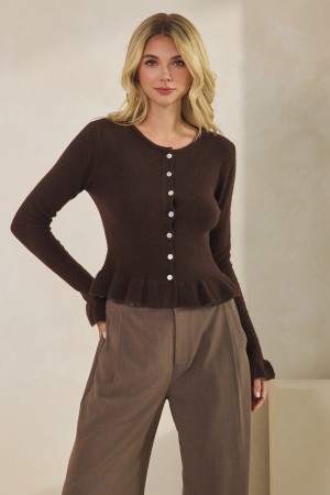 MTS2871R<br/>Ruffle Hem Knit Cardigan
